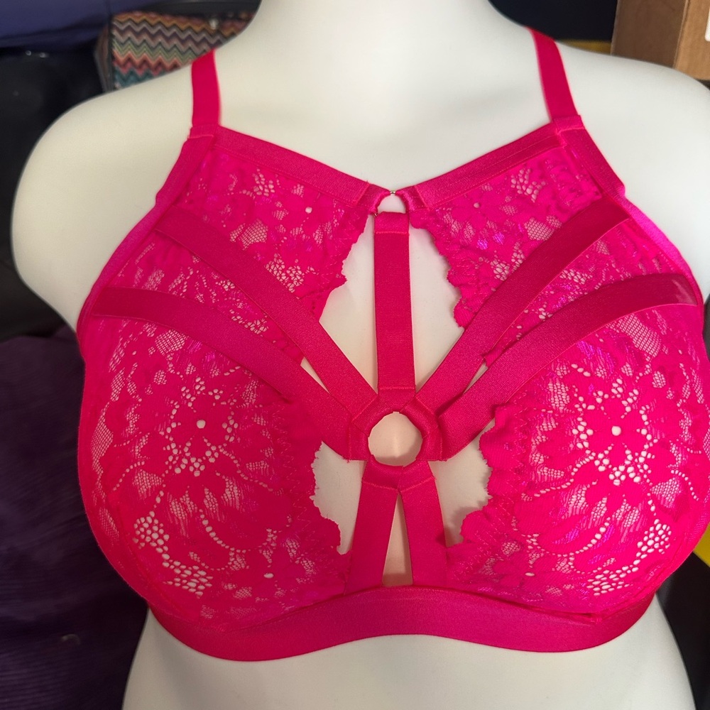 Torrid Hot Pink Lace Strappy Bra